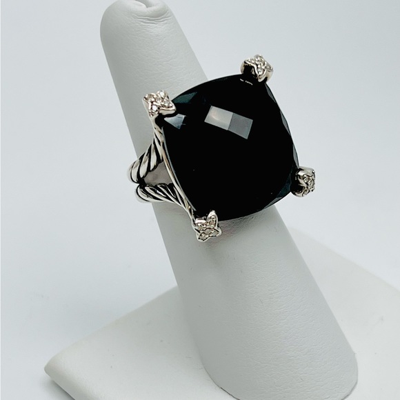 David Yurman Onyx & Diamond Cushion On
Point Ring - Picture 4 of 10